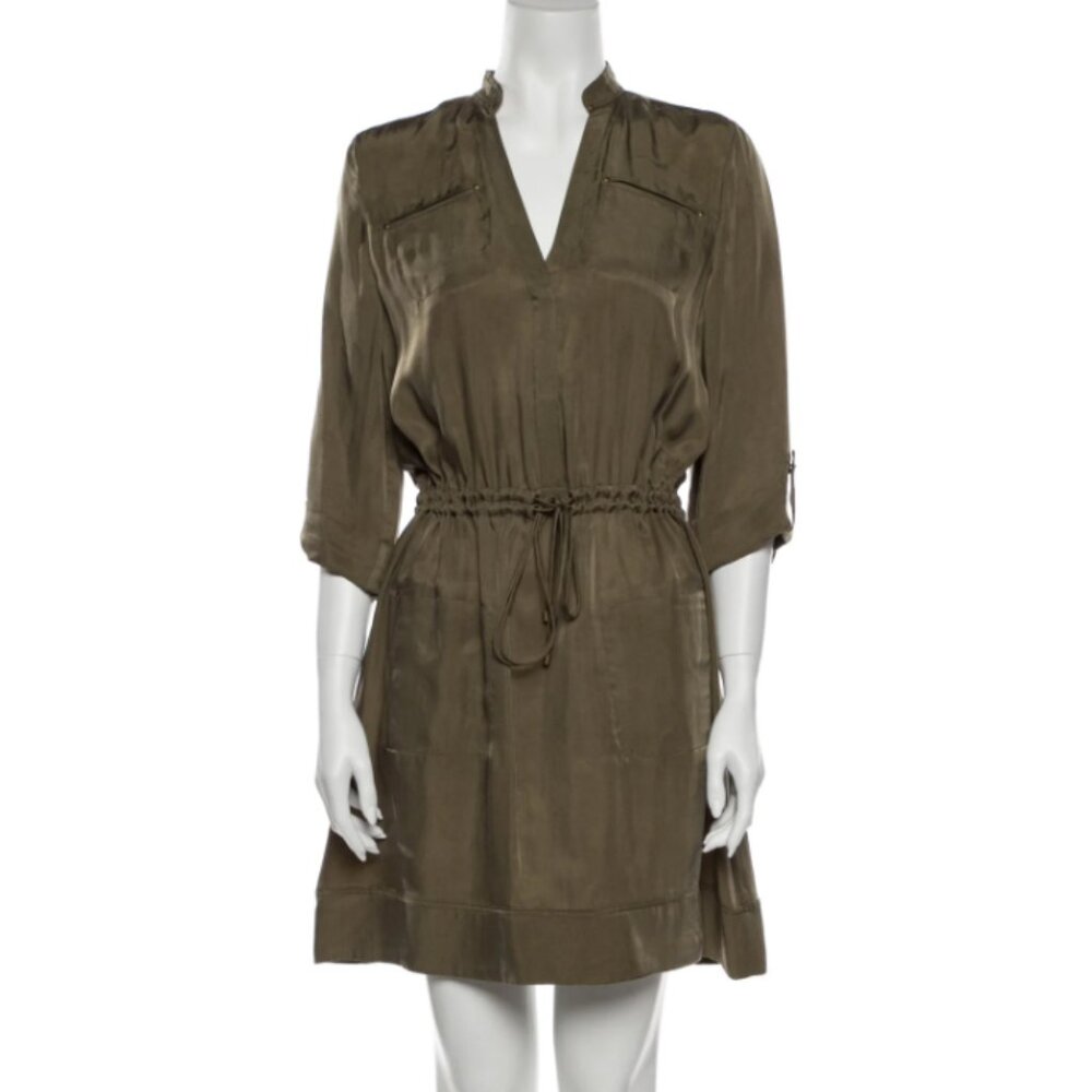Diane von Furstenberg Olive Green Shirt Dress Size 8